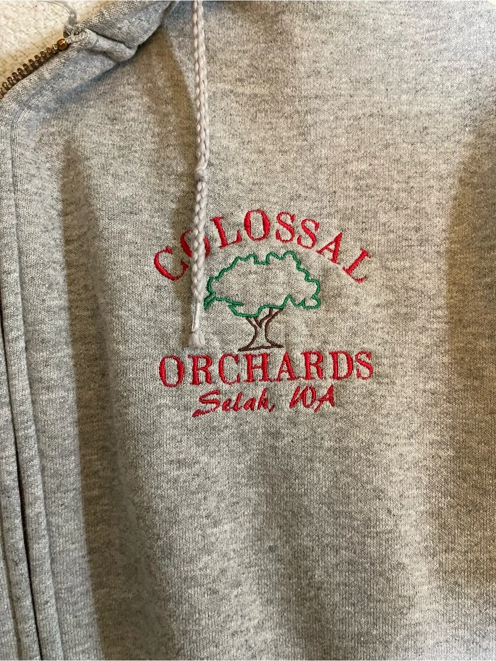 Carhartt Light Gray Vintage Zip Hoodie with Orchard Logo Medium